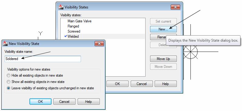 Next, click the New button and begin creating additional visibility states. When the New Visibility State dialog box appears, enter Soldered, as shown in the following image.