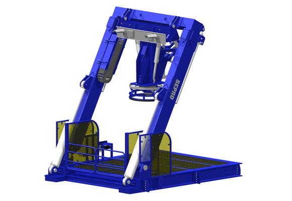 Typical size for a work class system is 5000x3000x3000mm Figure 7 ROV winch from MacArtney A-frame: The A-frame lifts and deploys the submersible system in positon outboard