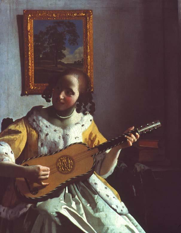What Is Her Mood? In Vermeer s The Guitar Player the girl seems to glance up shyly. Can you guess what she The Guitar Player might be thinking? c.