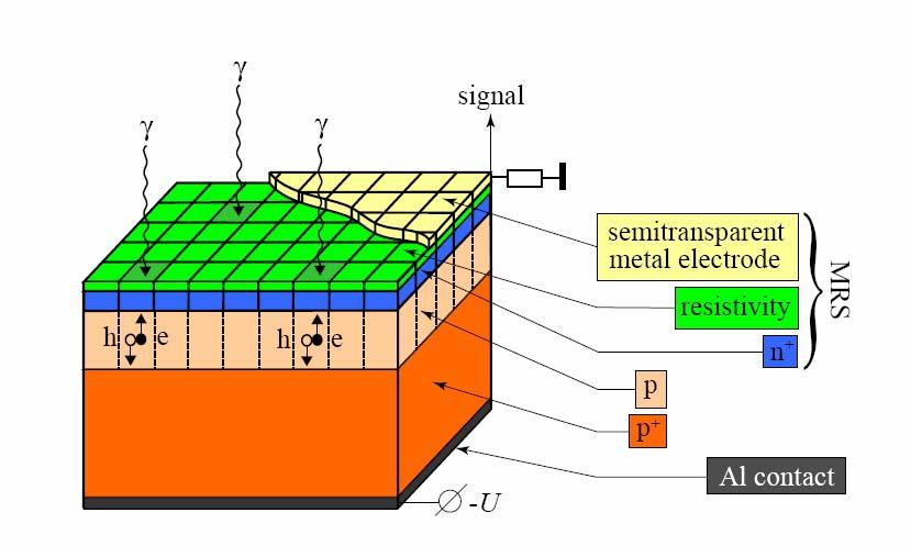 Metal Resistive layer Semiconductor (MRS) ~100% Geometrical occupancy PDE limited by semitransparent metal