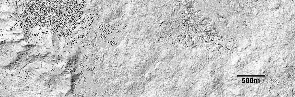 Two examples of shaded relief maps demonstrate the level to which small surface features are resolved in the 1 m DEM. In Fig.