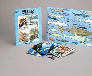 DOVER FUN KITS TM GIFT & CTIVITY Sharks Fun Kit Sharks of the World Coloring Book, Sharks