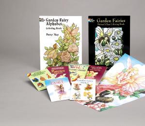 Fairies Fun Kit Two coloring books including a stained glass edition, 2 sticker paper dolls with