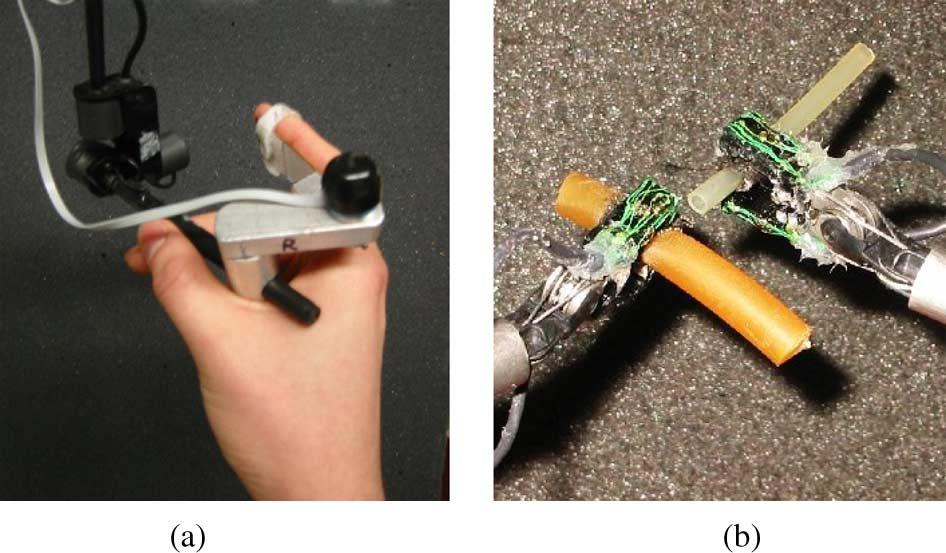 1236 IEEE TRANSACTIONS ON ROBOTICS, VOL. 23, NO. 6, DECEMBER 2007 Fig. 2. (a) Handle addition to Phantom haptic interface. (b) Force sensors attached to Laprotek graspers.