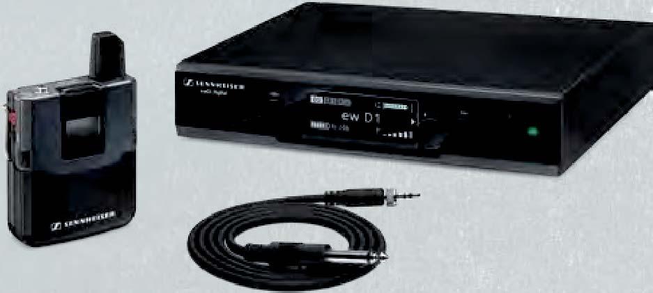 transmitter, robust guitar cable included Up to 15 compatible channels (under optimal conditions) in