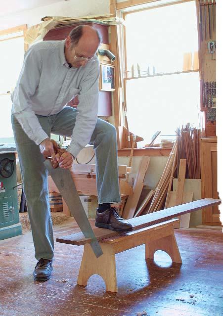 Generally, I use the short horse for sawing long planks to rough length. If I m cutting off just a couple of inches from the end of a long plank, a pair of these horses goes under the long section.
