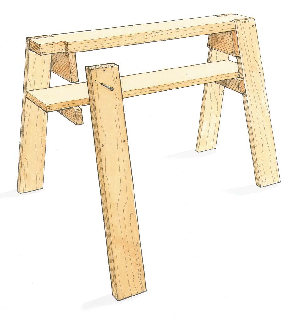 2-FT. SAWHORSE IS THE MOST USEFUL This is a standard-size horse for general carpentry, but it also can be handy for holding case pieces.