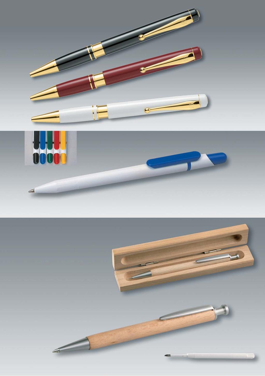 Plastik 180 cap-action plastic ballpoint pen with golden metal applications, super-longtime plastic refill G1, blue ink colors available: black, white, burgundy advertising: d and g new version