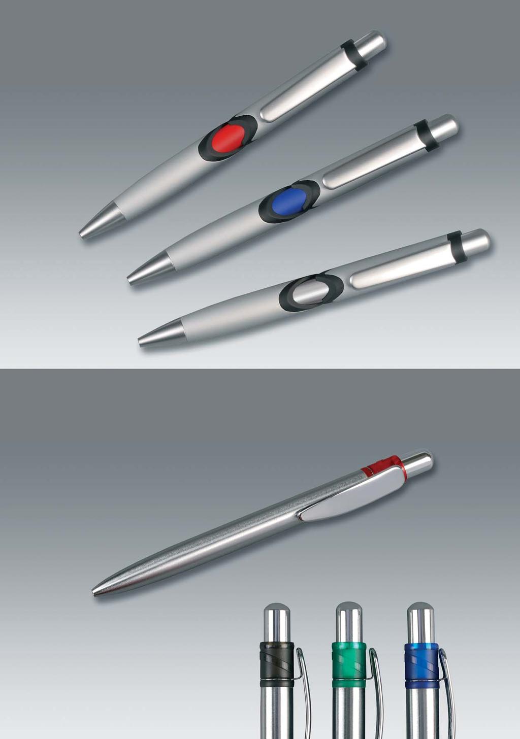 New Article 500/KS Hi-Tech: metal ball pen in silver, int. metal refill, blue ink. colors of the centerpiece:red, blue and silver advertising: h Patent registratation certificate: Nr.
