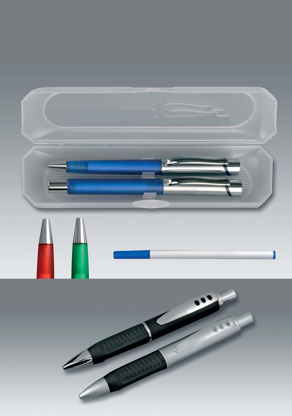 New Article 355G8: Set CALYPSO, ball pen with int. plastic refill (white tube), blue ink. and rollerball with german quality ink. (white tube) blue ink. incl.