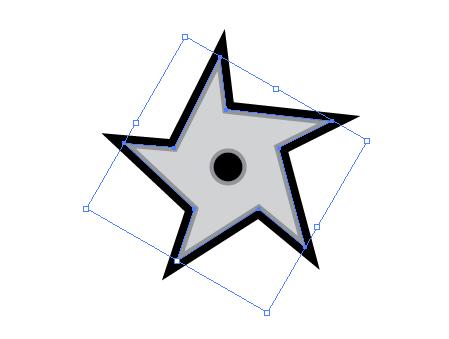 Upon selecting the Rotate Tool, the point of origin will automatically default to the centre of the object. Click and drag to adjust the overall shape of the star.