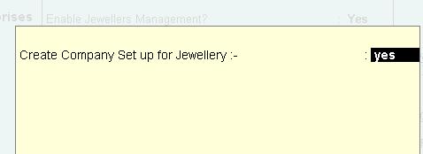 9. Create company set up for Jewellery to