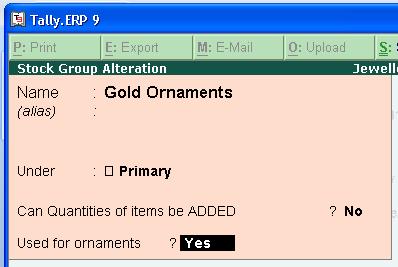 Note While creating Gold Ornaments Stock Group Say Yes to Used for