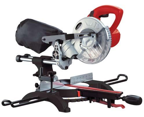 Turntable with angle adjustment double guide for precise drag cuts turning handle for a wide range of working positions Motor-protecting, sturdy belt drive Double laser cutting guide Saw blade angle