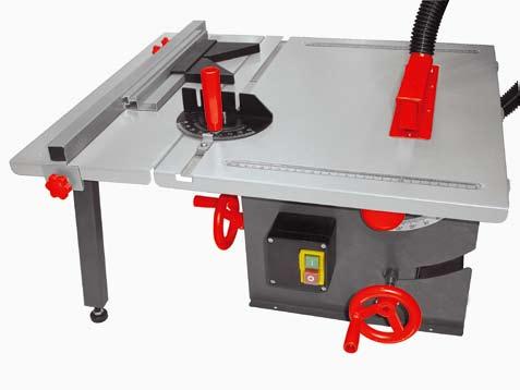 Cutting depth: Bench size: Saw blade: 230 Volt~50 Hz 800 W 2,950 rpm 40 mm 500 x 335 mm Ø 200 x 16 mm 20 teeth Parallel stop / Angle stop Article number: 210.100.