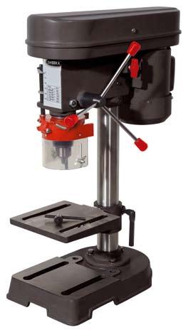 The height-adjustable drilling bench, hinged transparent drilling guard and sturdy metal stand ticks all the boxes.