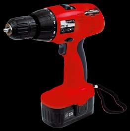 3 Ah Ni-Cd battery 0-550 rpm 0-1,050 rpm 1-10 mm Wood 10 mm Metal 8 mm 1 hour T-handle cordless screwdriver with electronic speed control 2 NC