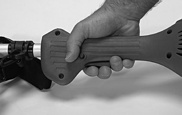 With both hands on the handles, push lockout trigger button with your thumb and then squeeze trigger to engage the blades. Start cutting when motor runs at full RPM. 1/8 dia. 1/4 dia.