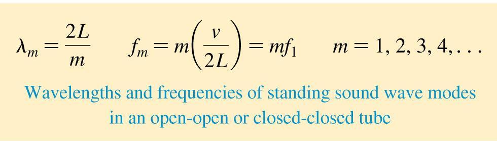Standing Sound Waves The wavelengths and frequencies of an open-open tube and a closed-closed tube are The fundamental frequency of