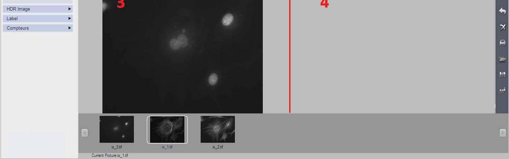 Step 2: Click on image thumbnails to add corresponding images. The image position indicator shows the added images position. Maximum 4 frame images are allowed to add for fluorescence combination.