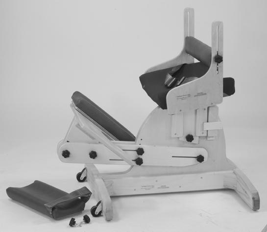 TherAdapt Posture Chair Options- Instructions 1. Attach the Conversion Kit (PC-300C) (1) Anterior Knee Block (1) Foot board (1) 2 ¾ ¼ - 20 hex head bolt and (1) ¼ - 20 locking nut A.