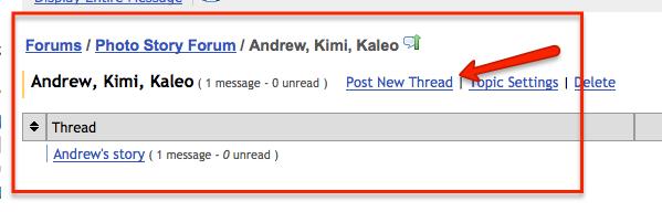 Select the Forum with your name on it. HOW TO POST 4) Click Post New Thread. 5) Create a name for your thread (e.
