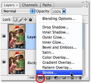 Photoshop has automatically named the copy Layer 1 : Now that we have a copy of the Background layer to work with, we can begin adding our layer styles!