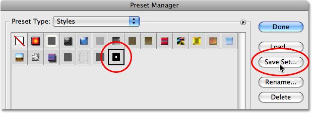 The Preset Manager, on the other hand, allows us to pick and choose exactly which layer styles we want to save.