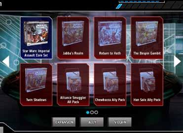 COLLECTION MANAGER Legends of the Alliance allows players to integrate their physical collection of Imperial Assault through the Collection Manager found on the main screen of the app.
