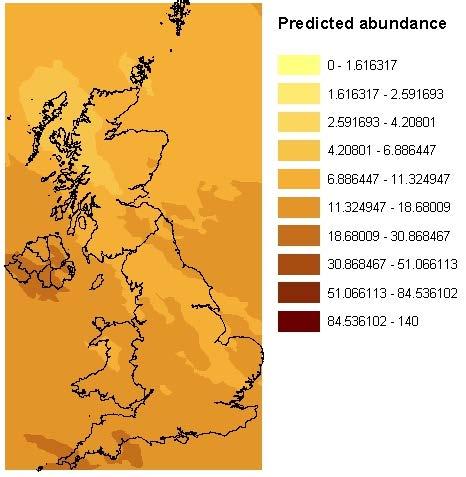 We present predicted abundance across the range for interest to see how spatial