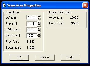 3 Scan each array individually Define the region of interest: Select the Scan Area tool Press F10 to bring up the Scan Area options (alternatively right