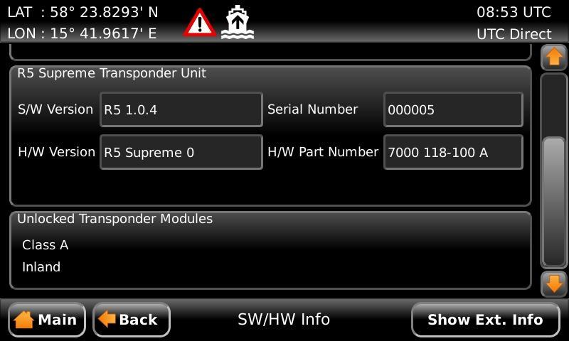 Figure 32 - SW/HW Info 5.22 VHF Status The VHF Status view shows the currently used settings.