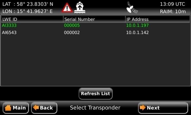 Figure 37 Select Transponder Start the upgrade procedure by following the on screen instructions in