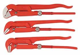 9 1 All Steel Narrow Profile Pipe Wrenches Easy access 20% Narrower profile heads Rapid adjusting nut with acme thread Extra heavy duty hardened CV steel, induction hardened jaws Safe
