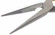 Straight and 40 angled short-nose pliers. Narrow, finely serrated tips (0.5mm pitch), with a side wire-cutter.