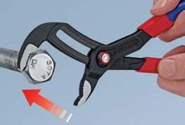 without collar for better handling and easier transport Press the button open pliers