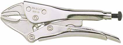 LOCK GRIP PLIERS Tightening force set by adjustment screw. Teeth on entire depth and handy release lever.