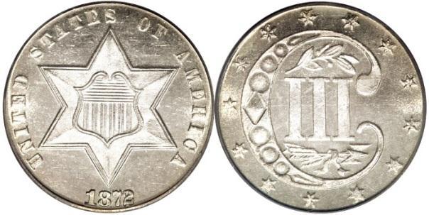 THREE CENTS - SILVER "TRIME" (1851-1873) 1863 1864 1865 1866 1867 1868 1869