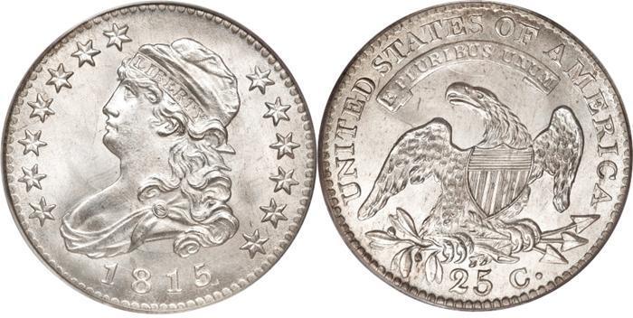 CAPPED BUST QUARTER (1815-1838) 1822, 25 over 50 cents 1823, 3 over 2 1824 4 over 2* 1825 5 over 2* 1828