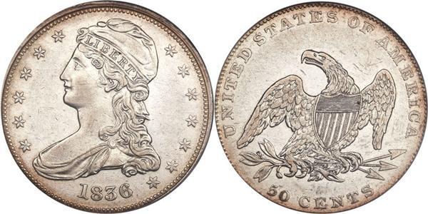 CAPPED BUST HALF DOLLARS (1807-1839) 1807, bearded Goddess* 1812/1 large 8 1815, 5 over 2 1817/4 1820 no serifs* 1830 large letters*