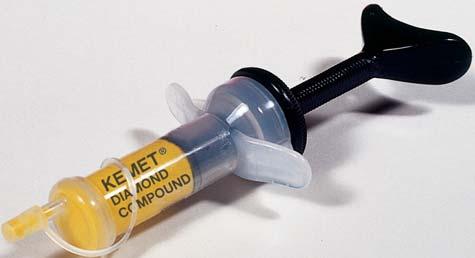is a syringe designed to accurately meter out quantities of Kemet Diamond Compound, preventing waste and contamination.
