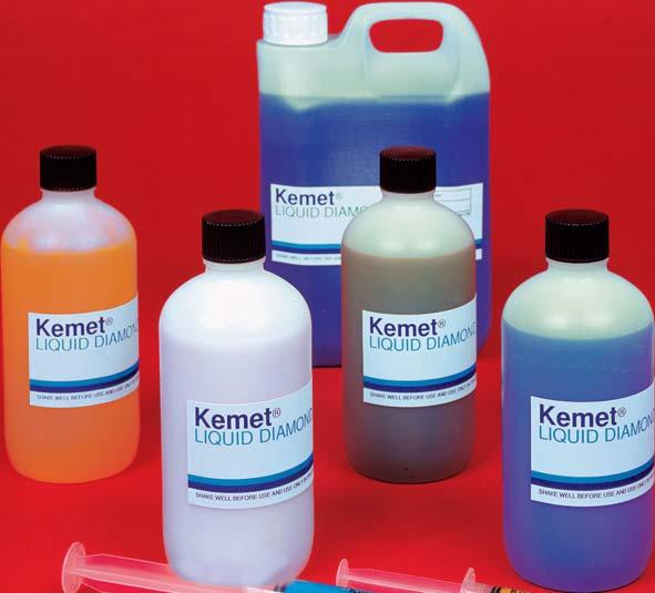 Diamond Products Liquid Diamond Our range of Kemet Liquid Diamond products are available as oil soluble, water soluble or as emulsions.