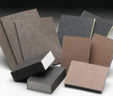 foam Easily conform to shapes and contours Washable Lasts up to 5X longer than sandpaper Tear-resistant Can reach areas inaccessible to sandpaper sheets Reusable; long life ABRASIVE SPONGES STD.PKG.