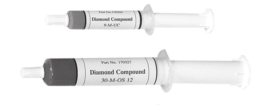DIAMOND COMPOUND & THINNER WOOD STICKS & FILES Diamond Compound All diamond compounds are water and oil soluble and supplied in disposable 5 gram and 18 gram plastic applicators.