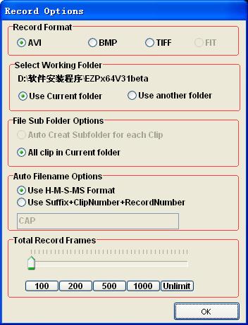 (9) Capture the single image: Click File-Snap Options, set the
