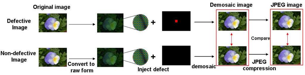 In a regular camera image process sequence, multiple imaging functions are applied to create a color image.