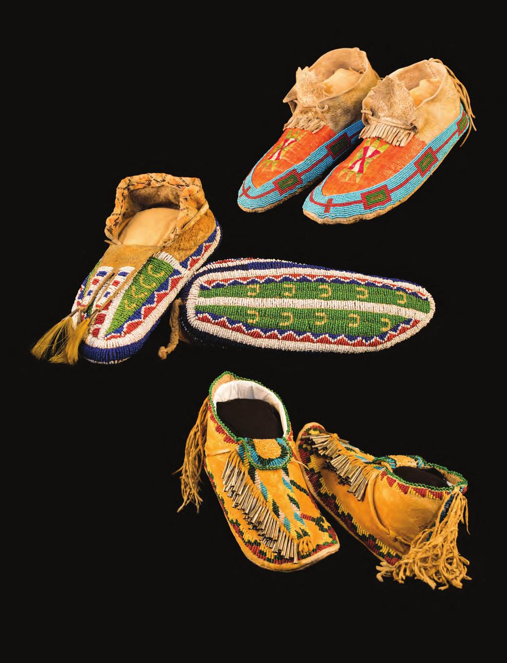 Top: Hidatsa and Cree quilled and beaded moccasins, ca. 1870 1880s. MIAC 45360/12.