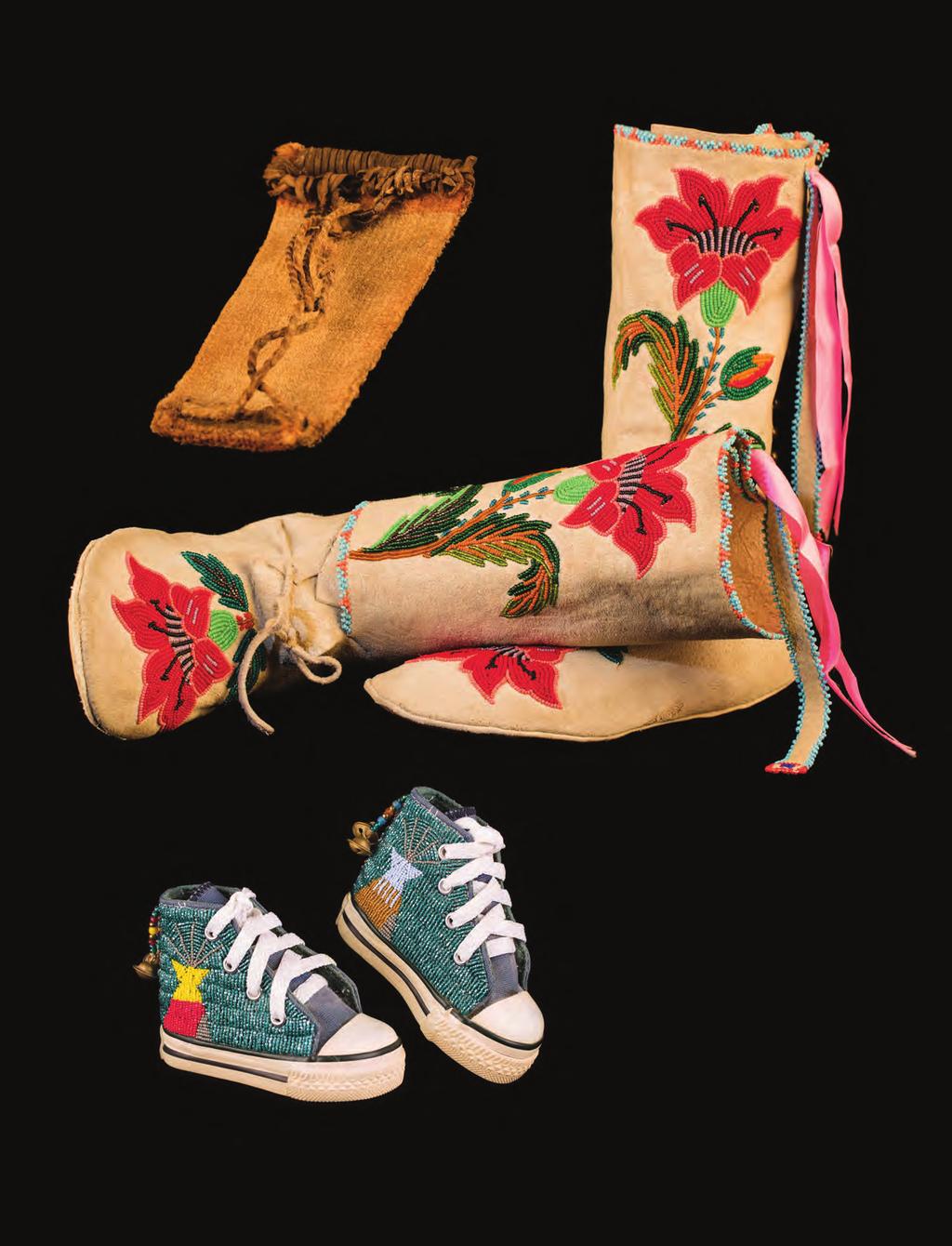 Top: Basketmaker II sandal, AD 200 500, made of yucca and leather. MIAC 53778/11.