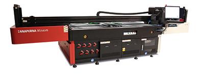 The is a 6-color plus white high-speed, UV-curable flatbed inkjet printer which prints at speeds up to 93 m²/h. Overview The is a high-speed UV-curable inkjet system on a moving gantry flatbed.