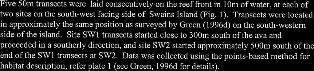 Site SW1 transects started close to 300m south of the ava and proceeded in a southerly direction, and site SW2 started approximately 500m south of the end of the SW1 transects at SW2.